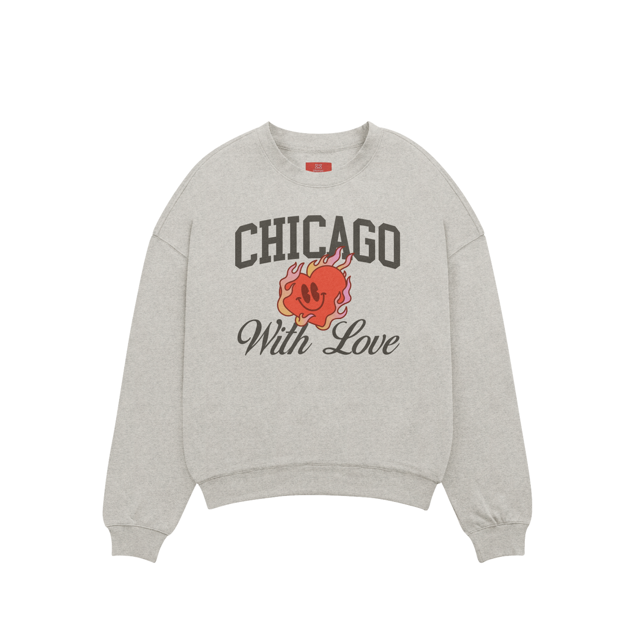 With Love Burning Heart (Oatmeal Grey)